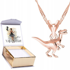 Naszyjnik złoty + NADRUK 925 Dinozaur T-rex