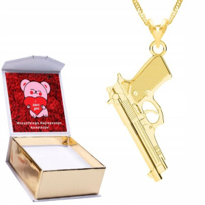 Naszyjnik złoty + NADRUK 925 Duży Pistolet