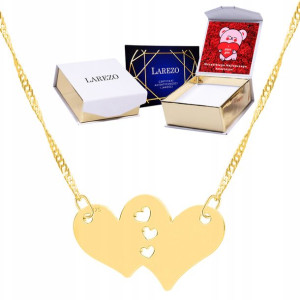 Naszyjnik złoty + NADRUK 925 Dwa Serca Hearts