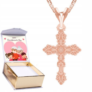Naszyjnik złoty + NADRUK 925 Krzyżyk Religia