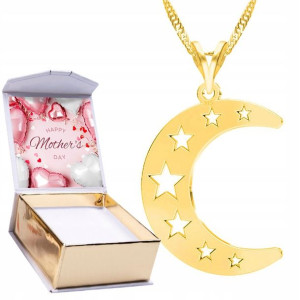 Naszyjnik złoty + NADRUK 925 Księżyc Moon