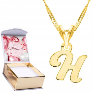 Naszyjnik złoty + NADRUK 925 Literka H Letter
