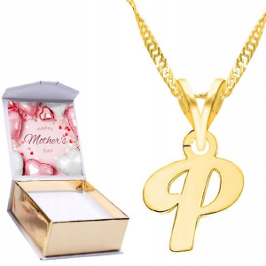 Naszyjnik złoty + NADRUK 925 Literka P Letter