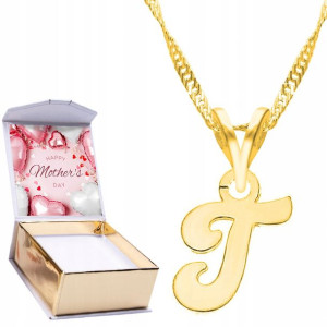 Naszyjnik złoty + NADRUK 925 Literka T Letter