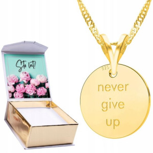 Naszyjnik złoty + NADRUK 925 Never Give Up