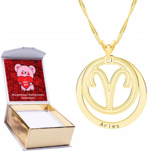 Naszyjnik złoty + NADRUK 925 Znak Zodiaku Baran