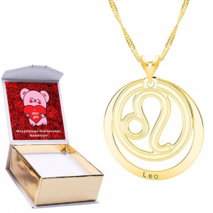 Naszyjnik złoty + NADRUK 925 Znak Zodiaku Lew