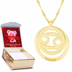 Naszyjnik złoty + NADRUK 925 Znak Zodiaku Rak
