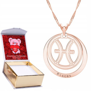 Naszyjnik złoty + NADRUK 925 Znak Zodiaku Ryby