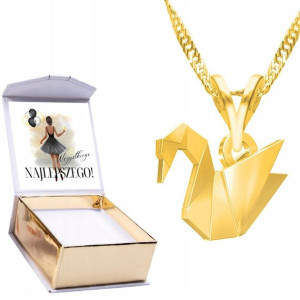 Naszyjnik złoty + NADRUK 925 Łabędź Origami