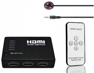Rozdzielacz Switch 5 x HDMI FULL HD z pilotem