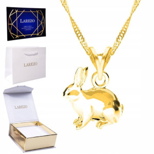 Naszyjnik złoty łańcuszek 925 Królik Rabbit