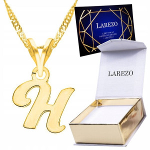 Naszyjnik złoty łańcuszek 925 Literka H Letter