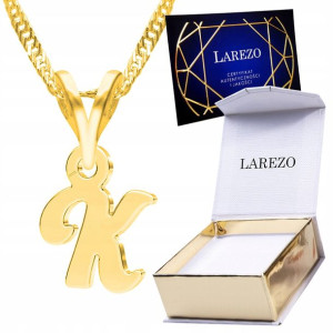Naszyjnik złoty łańcuszek 925 Literka K Letter