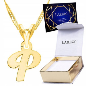 Naszyjnik złoty łańcuszek 925 Literka P Letter