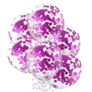 Balony Lateksowe 30cm Z Rózowym Konfetti 6szt