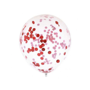 Balony Lateksowe 30 Cm Z Czerwonym Konfetti 100szt