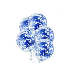 Balony Lateksowe 30 Cm Z Niebieskim Konfetti 100szt