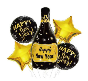 Balony Zestaw Sylwester Happy New Year 5szt