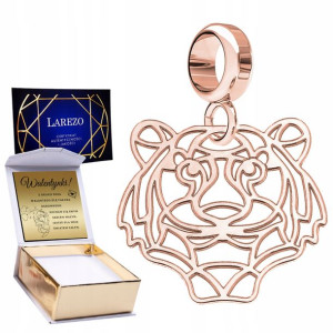Charms + GRAWER Ażurowy Tygrys różowe złoto 925