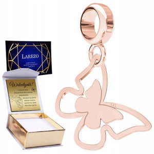 Charms + GRAWER Kolorowy Motyl różowe złoto 925