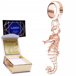 Charms + GRAWER Konik Morski różowe złoto 925