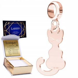 Charms + GRAWER Kotek Kot różowe złoto srebro