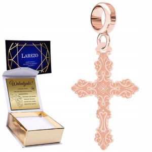 Charms + GRAWER Krzyżyk różowe złoto srebro 925