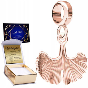 Charms + GRAWER liść miłorząb różowe 925
