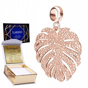 Charms + GRAWER Liść Monstera różowe 925