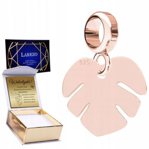 Charms + GRAWER liść monstera różowe 925