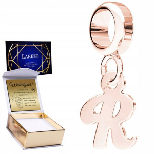 Charms + GRAWER Literka R różowe złoto 925