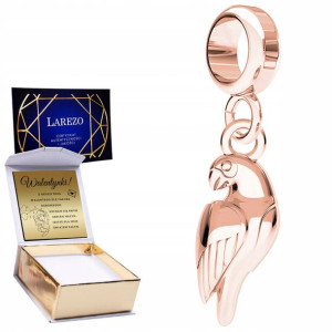 Charms + GRAWER Papuga Ptak różowe złoto 925