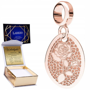 Charms + GRAWER Róża różowe złoto srebro 925