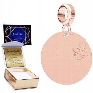 Charms + GRAWER różowy Blaszka Smoczek 925
