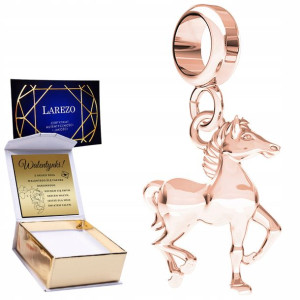 Charms + GRAWER różowy wiszący Konik srebro 925