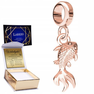Charms + GRAWER różowy wiszący Rybka srebro 925