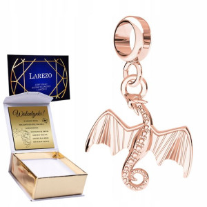 Charms + GRAWER różowy wiszący Smok srebro 925