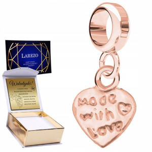 Charms + GRAWER Serce Napis Love różowe złoto 925