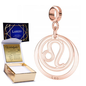 Charms + GRAWER Znak Lew różowe złoto srebro 925