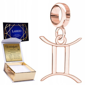 Charms + GRAWER znak zodiaku Bliźnięta różowe