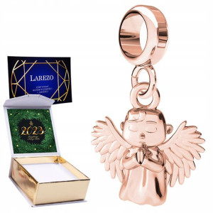 Charms + NADRUK Anioł różowe złoto srebro 925