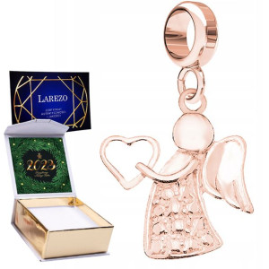Charms + NADRUK Anioł Serce różowe 925