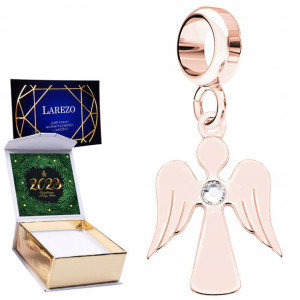 Charms + NADRUK Aniołek różowe złoto srebro 925