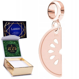 Charms + NADRUK Arbuz Owoc różowe złoto srebro 925