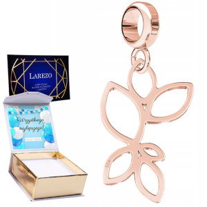 Charms + NADRUK Ażur Liście różowe złoto 925
