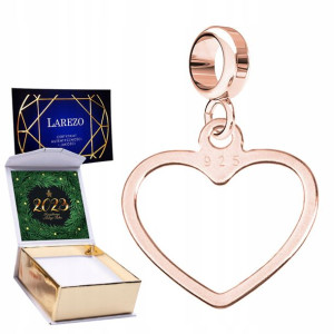 Charms + NADRUK Ażurowe Serce różowe 925