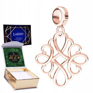 Charms + NADRUK Ażurowy różowe złoto srebro 925