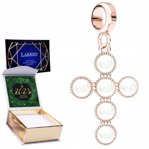 Charms + NADRUK Biała Perła różowe 925