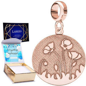 Charms + NADRUK Blaszka Maki różowe złoto 925